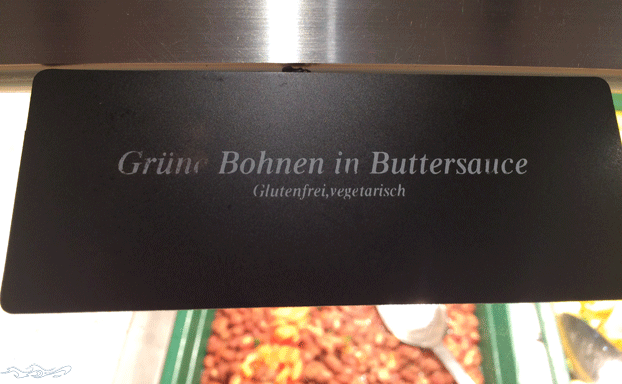 AIDA Lebensmittelallergien - Kennzeichnungen Schild "Grüne Bohnen in Buttersauce"