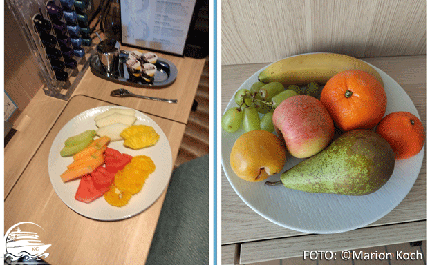Suitenleistungen auf AIDAcosma - Obsthäppchen und Obstteller