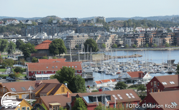 Blick vom Schiff u.a. auf die Festung Christiansholm Ausflugstipps Kristiansand - Festung Christiansholm