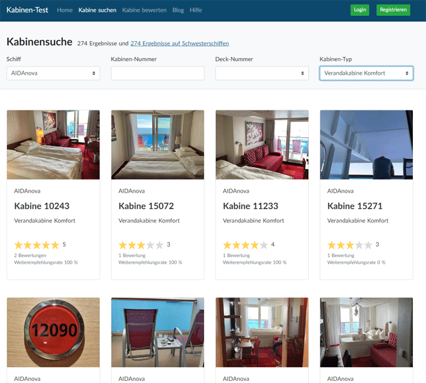 Die Suche bei Kabinen-Test Die Suche bei Kabinen-Test - Screenshot