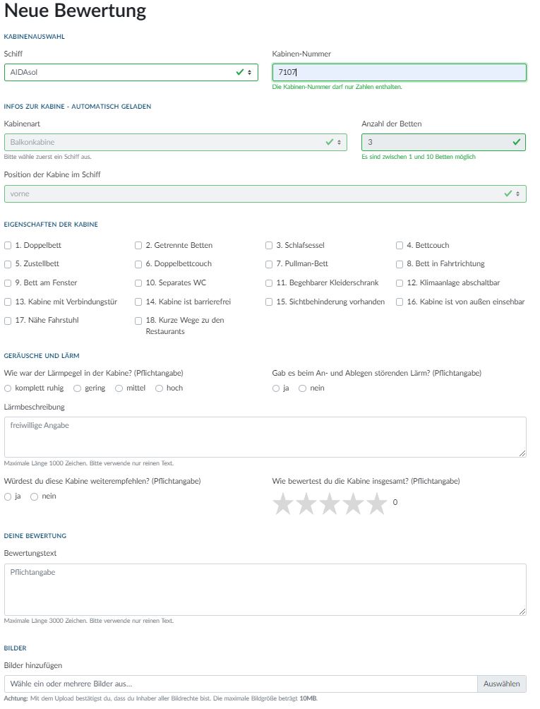 Beispiel Bewertungsformular