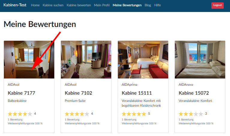 Beispiel Übersicht eigene Bewertungen