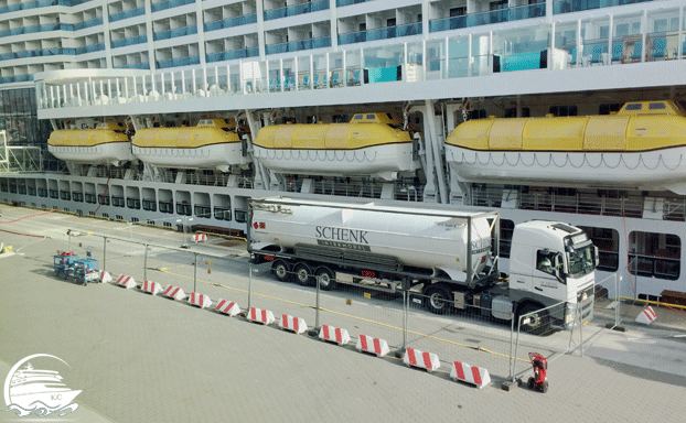 AIDA Schiffe - Hyperion Klasse - LNG per Tanklastzug im Hafen