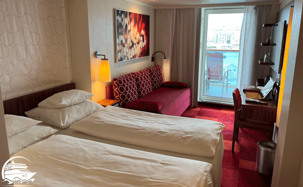 Verandakabine-Komfort mit begehbarem Kleiderschrank AIDAcosma Kabinen-Bewertung - Kabine14215: Verandakabine-Komfort mit begehbarem Kleiderschrank