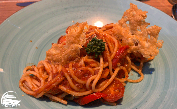 AIDAcosma Restaurants Erfahrungen - Oceans - Spaghetti Arabiata