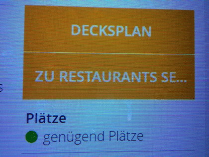 Das Bordinformationssystem 4 Screenshot "Freie Plätze im Restaurant" am Infoterminal auf AIDAprima