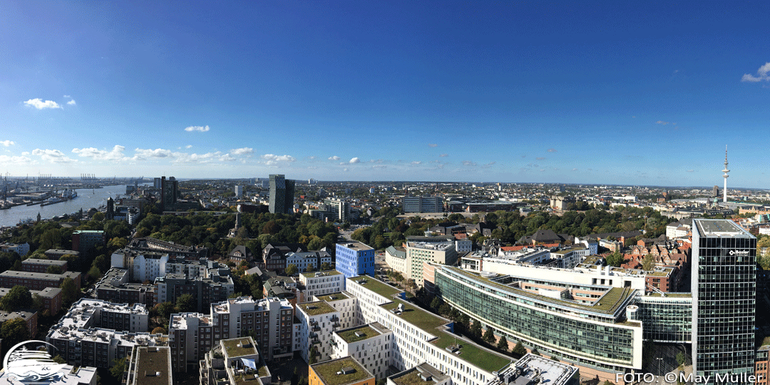 Hamburg auf eigene Faust Panorama vom Hamburger Michel Richtung Altona