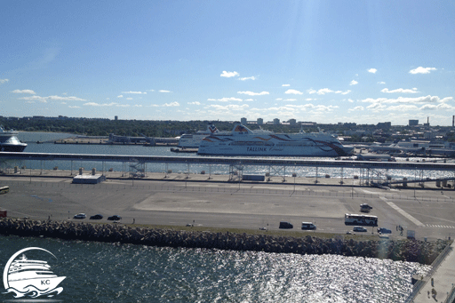 Blick auf Schiffe im Hafen von Tallinn