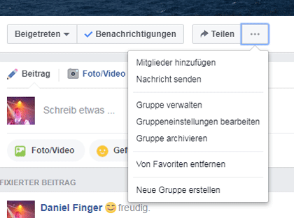 Facebookgruppe gründen - Screenshot Gruppeneinstellung