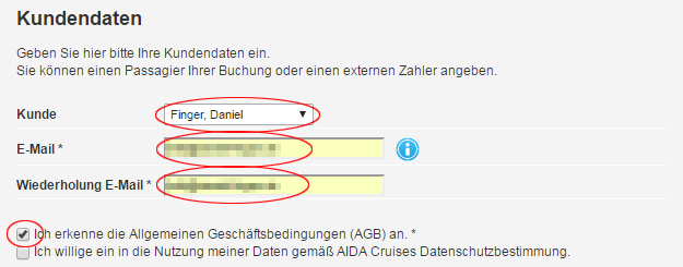 Screenshot Kundendaten eingeben